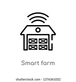 smart farm vector line icon. Simple element illustration. smart farm outline icon from agriculture farming concept. Can be used for web and mobile