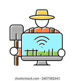 smart farmer agriculture color icon vector. smart farmer agriculture sign. isolated symbol illustration