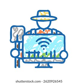 smart farmer agriculture doodle icon sketch vector. smart farmer agriculture sign. isolated symbol illustration
