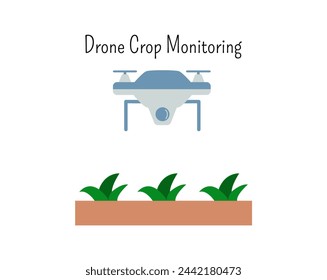 Concepto de agricultura y agricultura inteligente. Monitoreo de cultivos de drones. Ilustración de agricultura inteligente. Adecuado para infografías, medios sociales, educación y sensibilización.