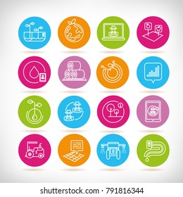 smart farming and agriculture icons in colorful buttons