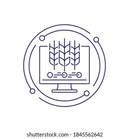 Smart farming and agriculture line icon, vector