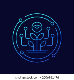 smart farming, agriculture technology thin line icon