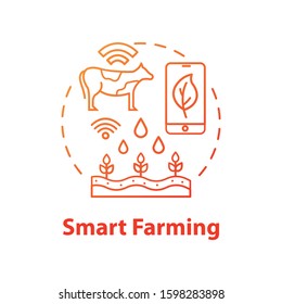 Smart farming concept icon. Manufacturing automatization. Modern agriculture idea thin line illustration. Vector isolated outline drawing. Editable stroke