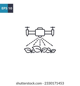 Smart farming drone outline icon Vector illustration