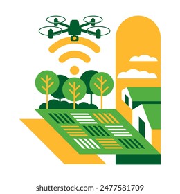 Smart Farming, drones in agriculture, technologies and innovations - management concept focused on providing the agricultural industry to leverage advanced technology