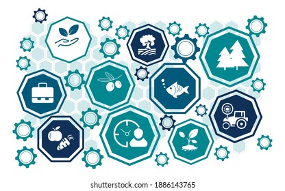 Icono de la agricultura inteligente, tecnología en la agricultura, agricultura automática