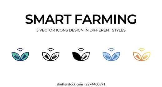 smart farming Icon Design in Five style with Editable Stroke. Line, Solid, Flat Line, Duo Tone Color, and Color Gradient Line. Suitable for Web Page, Mobile App, UI, UX and GUI design.