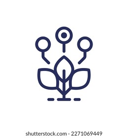 Icono de cultivo inteligente, pictograma de línea