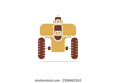 Smart Farming Industry Robot vector logo design. Farm transportation objects icon concept. Robots in agriculture, farming robot, robot greenhouse.