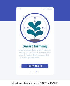 Diseño de páginas de aplicaciones móviles de cultivo inteligente, banner vector