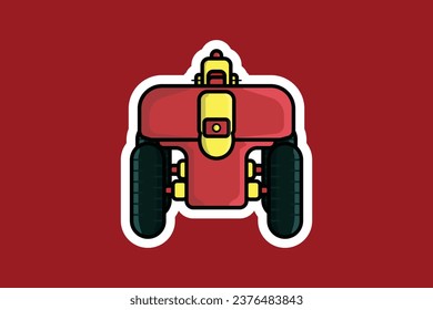 Ilustración vectorial Smart Farming Robot Car Sticker. Concepto de icono de objetos de transporte de granja. Robots en agricultura, robots agrícolas, logo de diseño de pegatinas de invernadero de robots.