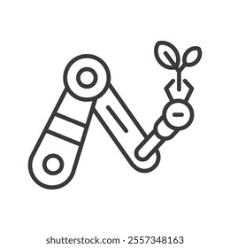 Smart farming robots icon in line design. Smart, farming, robots, agriculture, technology, automation, machinery on white background vector. Smart farming robots editable stroke icon
