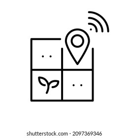 Smart farming technologies. Precise farming and locator sending information. Pixel perfect, editable stroke colorful icon
