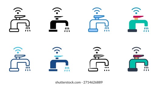 Los iconos inteligentes del grifo establecen la colección de Vector de estilo múltiple. 
