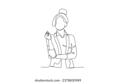 A smart female leader. Corporate leader one-line drawing