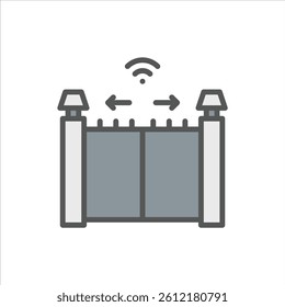 smart fence filled outline icon. internet of things color line illustration.