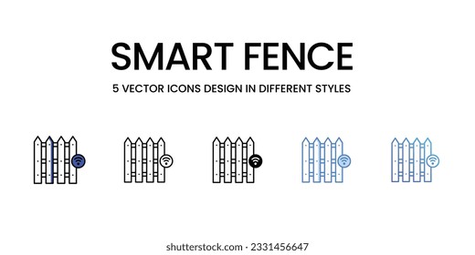 Smart Fence Icon Design in Five style with Editable Stroke. Line, Solid, Flat Line, Duo Tone Color, and Color Gradient Line. Suitable for Web Page, Mobile App, UI, UX and GUI design.