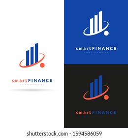 Smart Finance vector logo design template. Three bars chart, increasing.