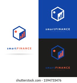 Smart Finance vector logo design template. Three bars chart, increasing.