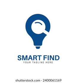 Smart find vector logo template. This design use bulb lamp symbol. Suitable for business.
