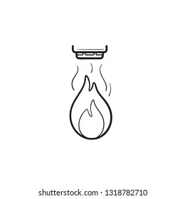 Smart fire alarm system with sensor hand drawn outline doodle icon. Smart home fire detection concept. Vector sketch illustration for print, web, mobile and infographics on white background.