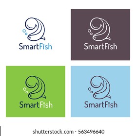 Smart fish logo template set