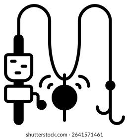 Smart Fishing Rod icon with mixed style and pixel perfect base. Suitable for website design, logo, app and UI. Based on the size of the icon in general, so it can be reduced.