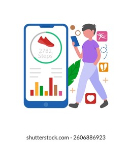 Smart Fitness Tracking App Vector Illustration