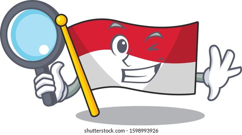 Smart flag monaco Scroll Detective cartoon character design