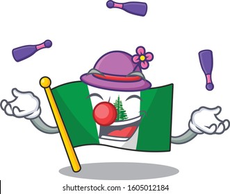 Smart flag norfolk island cartoon character design playing Juggling