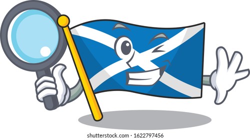 Smart flag scotland Scroll Detective cartoon character design