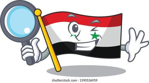 Smart flag syria Scroll Detective cartoon character design