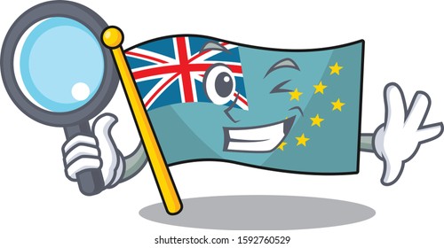 Smart flag tuvalu Scroll Detective cartoon character design