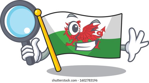 Smart flag wales Scroll Detective cartoon character design
