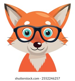 Smart Fox Wearing Glasses Representing Intelligence and Wisdom in a Playful Design