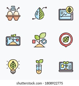 Smart Fram Icons Set Color With White Background - Vector