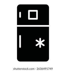 smart fridge icon Flat outline fill black and white
