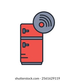 Smart fridge icon. vector.Editable stroke.linear style sign for use web design,logo.Symbol illustration.