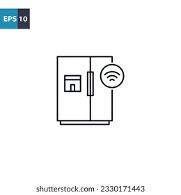 Icono de contorno de refrigerador inteligente Ilustración de vectores