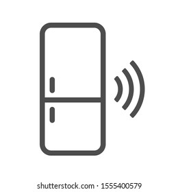 Smart fridge vector icon isolated on white background. Smart refrigerator with airwaves icon for web, mobile apps and ui design. Iot stock vector illustration. Smart home technology concept