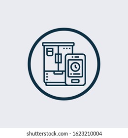 Smart fridge vector icon isolated on white background. Smart refrigerator with airwaves icon for web, mobile apps and ui design. IOT stock vector illustration. Smart home technology concept