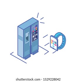 smart fridge with smart watch vector illustration design