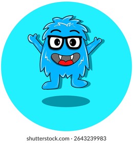 A smart and friendly blue monster wearing glasses, with a curious expression. Suitable for educational themes, technology, or branding that wants to feature a clever and approachable character.