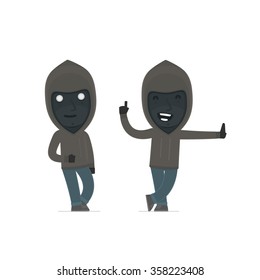 Smart and Funny Character Anonymous Hackers leaned against the wall and shares information. for use in presentations, etc.