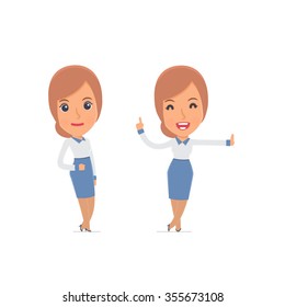 Smart and Funny Character Consultant Girl leaned against the wall and shares information. for use in presentations, etc.