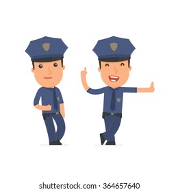 Smart and Funny Character Officer leaned against the wall and shares information. for use in presentations, etc.