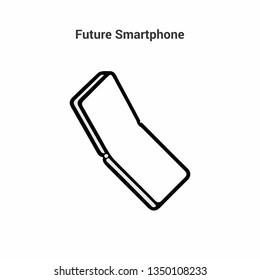 The smart of the future. Black and white icon on an isolated background. Folding smartphone. Bending modern display