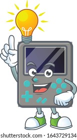 Smart game console cartoon character has an idea