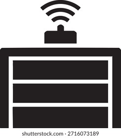 Controlador de puerta de garaje inteligente con siluetas de icono de señal Wi-Fi aisladas sobre fondo blanco